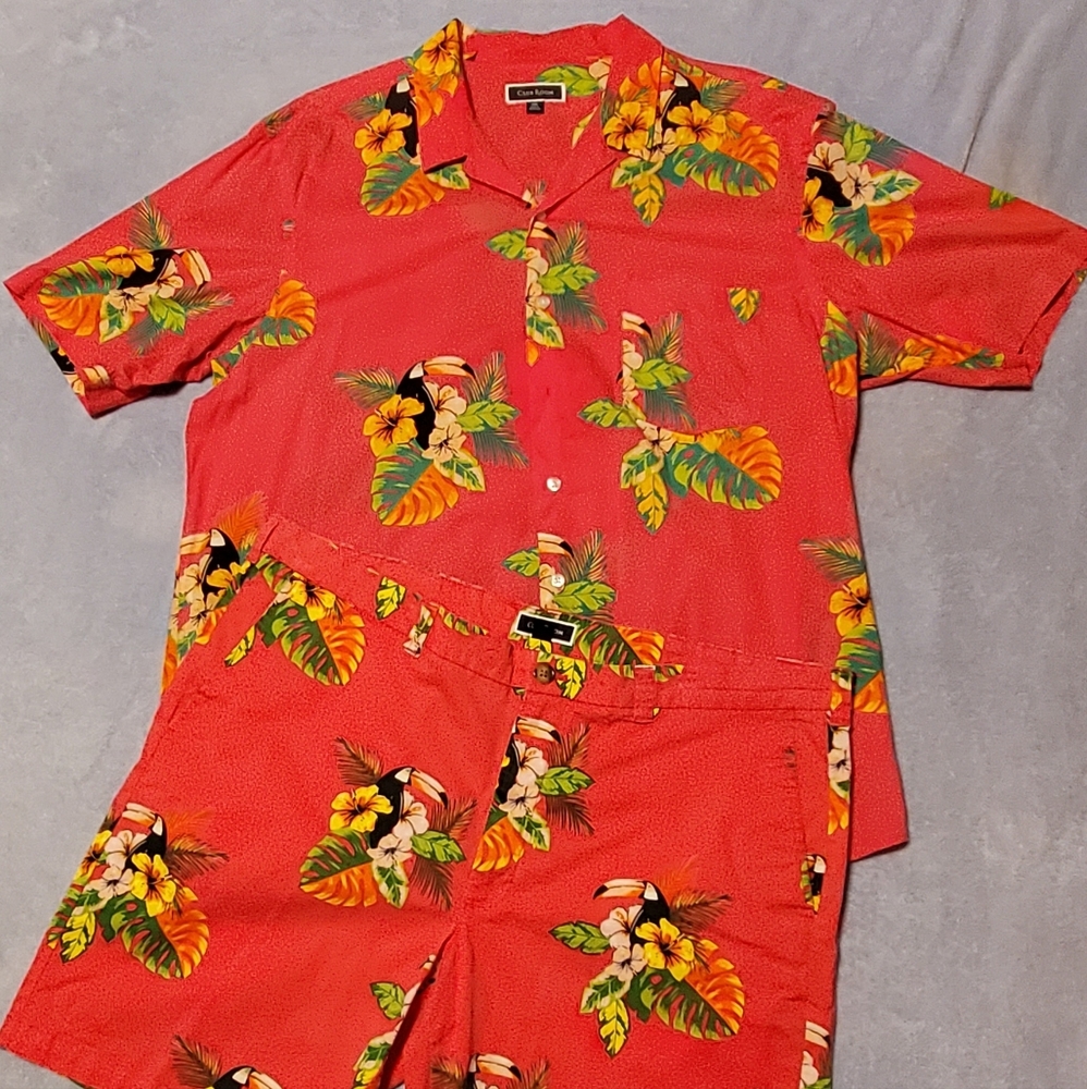 Club Room Matching Camp Shirt & Short Set Sz XXL